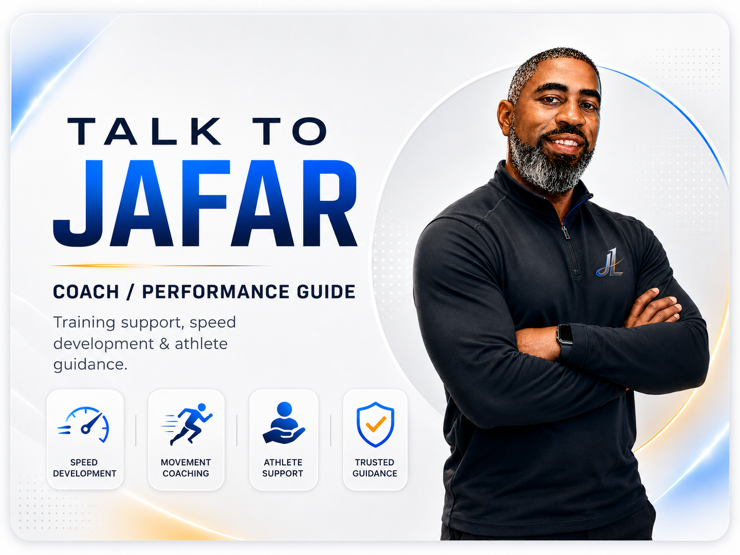Talk to Jafar — Coach / Performance Guide. Training support, speed development & athlete guidance.